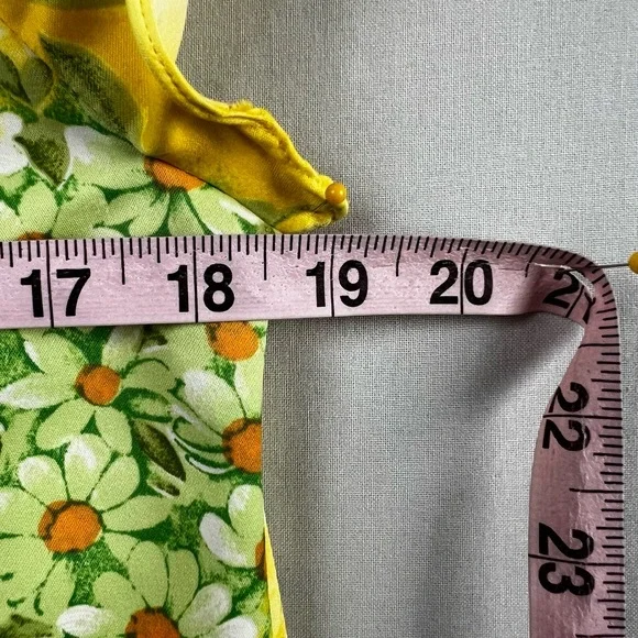 Vintage Sears Hawaii Dress Womens 10 Maxi Yellow Floral Muumuu Tropical Beach - Picture 8 of 14